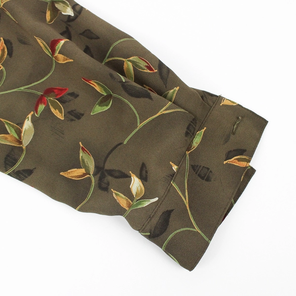 Liz Baker Essentials Button Up Green Floral Blouse Women's Size 10P