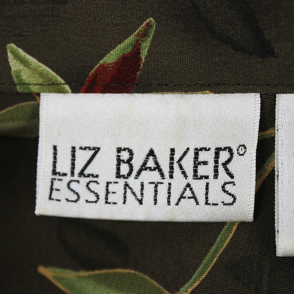 Liz Baker Essentials Button Up Green Floral Blouse Women's Size 10P