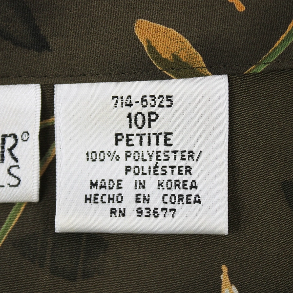 Liz Baker Essentials Button Up Green Floral Blouse Women's Size 10P