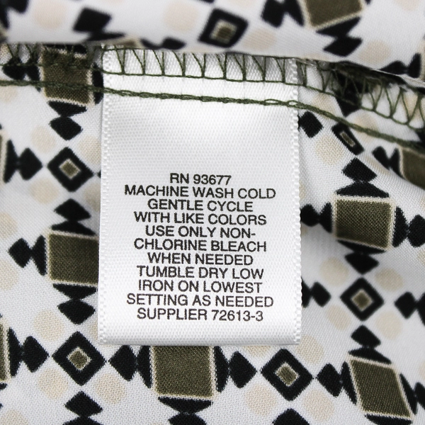 Liz Claiborne Petite Short Sleeve Geometric Blouse Green/White Women's PS