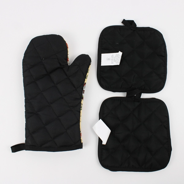 3 Piece Set Sultan's Linens Dia De Los Muertos Oven Mitt & Pot Holders