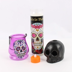 3 Piece Lot Day of the Dead Candle and Tealight Holders