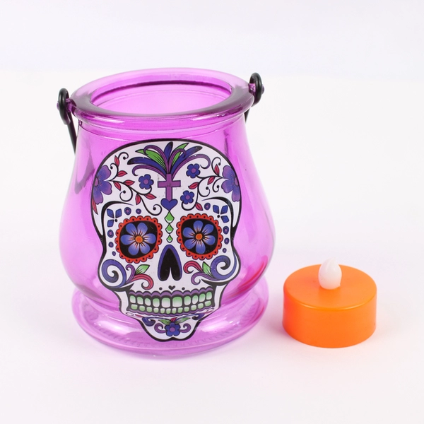 3 Piece Lot Day of the Dead Candle and Tealight Holders