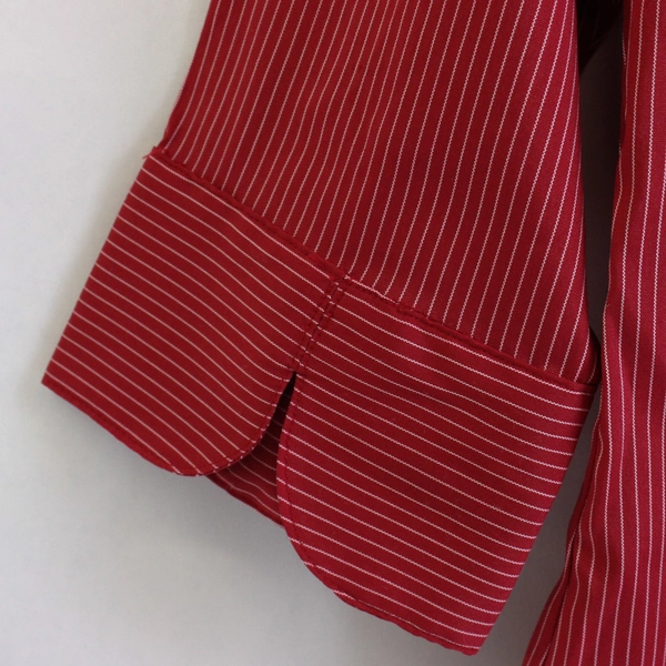 DCC Missy Stretch Button Up Dress Shirt Stripped Red/White Men's Size L