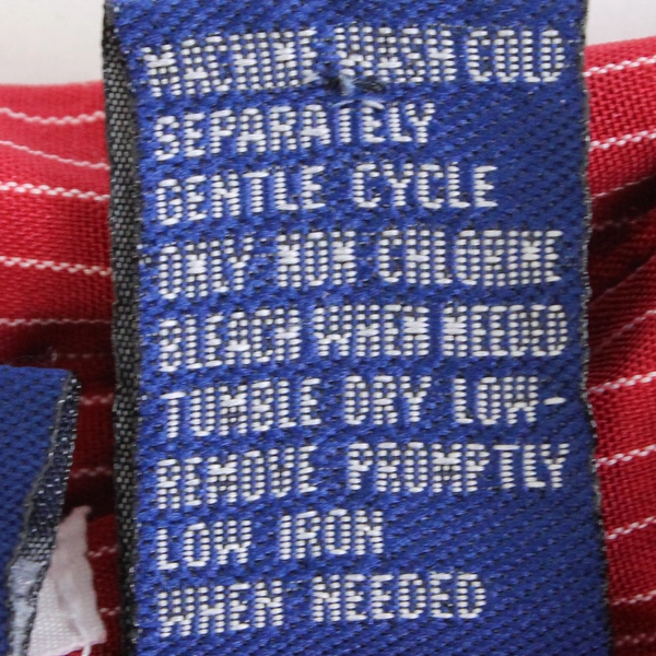 DCC Missy Stretch Button Up Dress Shirt Stripped Red/White Men's Size L