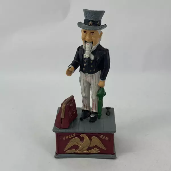 Vintage Uncle Sam Cast Iron Mechanical Bank for Parts or Repair