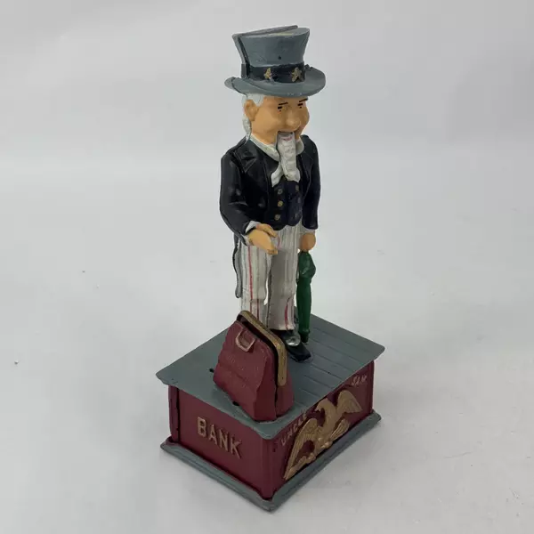 Vintage Uncle Sam Cast Iron Mechanical Bank for Parts or Repair