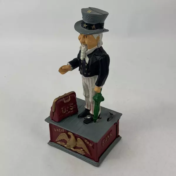 Vintage Uncle Sam Cast Iron Mechanical Bank for Parts or Repair
