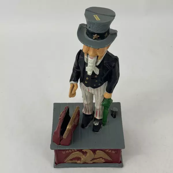 Vintage Uncle Sam Cast Iron Mechanical Bank for Parts or Repair