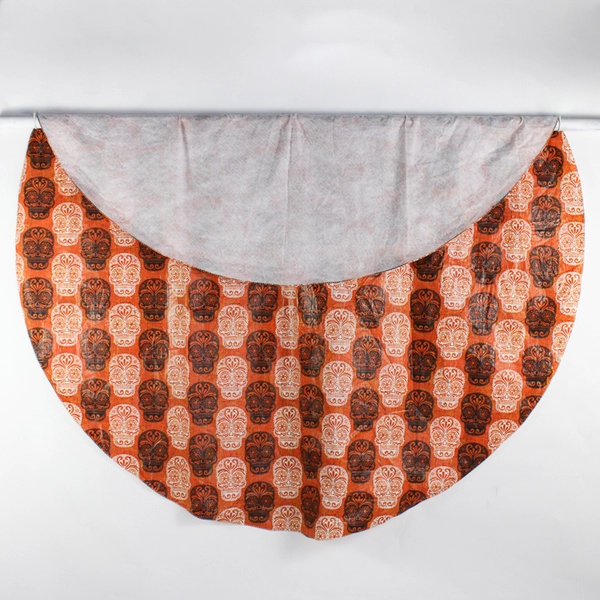 Orange Black White Day of the Dead 70" Round Tablecloth