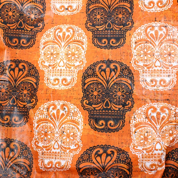 Orange Black White Day of the Dead 70" Round Tablecloth