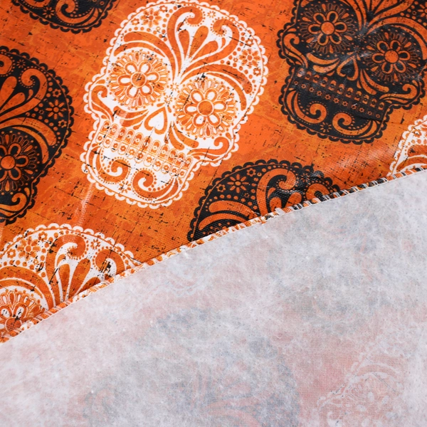 Orange Black White Day of the Dead 70" Round Tablecloth