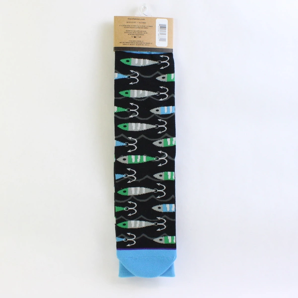 Hallmark Toe Of A Kind Crew Socks "Real Deal" Fishing Lures One Size Fits Most