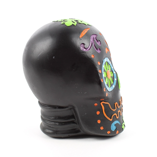 Day Of The Dead Black Sugar Skull Decorative Figure 6"