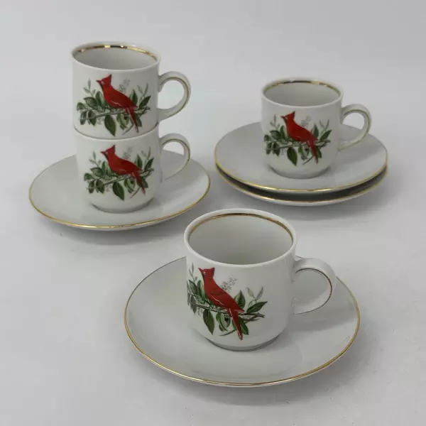 8 Piece Shumann Arzberg Cardinal Porcelain Demitasse Tea Cup And Saucer Set