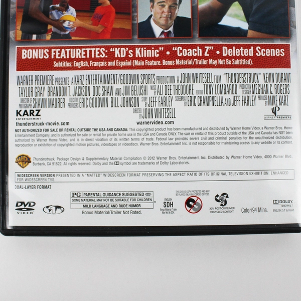 Thunderstruck A 2012 DVD Starring as Himself Kevin Durant Widescreen Edition