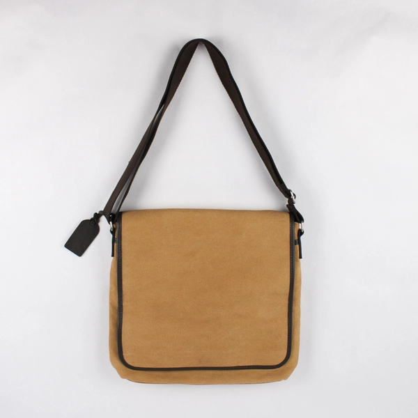 Levenger Metro Messenger Bag Brown Canvas Leather Trip Magnetic Closure 13"x14"