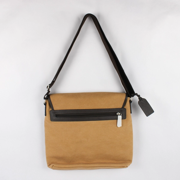 Levenger Metro Messenger Bag Brown Canvas Leather Trip Magnetic Closure 13"x14"