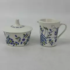 Turi Design Lotte Ceramic Hand Painted Silk Screen Creamer And Sugar Bowl Set