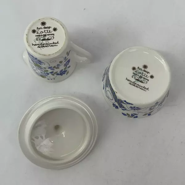 Turi Design Lotte Ceramic Hand Painted Silk Screen Creamer And Sugar Bowl Set