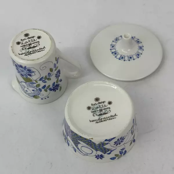 Turi Design Lotte Ceramic Hand Painted Silk Screen Creamer And Sugar Bowl Set