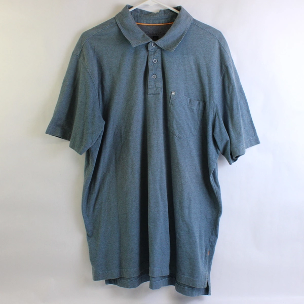 Quiksilver Blue and Gray Pinstripe Polo Shirt Men's XL