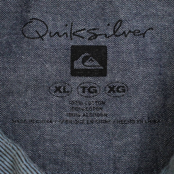 Quiksilver Blue and Gray Pinstripe Polo Shirt Men's XL