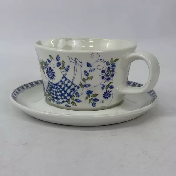 Turi Design Lotte Hand Painted Silkscreen Gravy Boat and Underplate