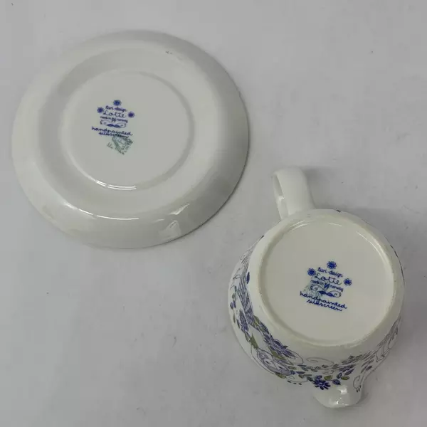 Turi Design Lotte Hand Painted Silkscreen Gravy Boat and Underplate