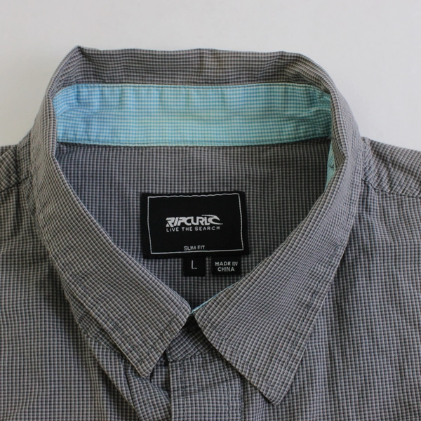 Rip Curl Gray Slim Fit Short-Sleeve Button-Up Men's Size Large