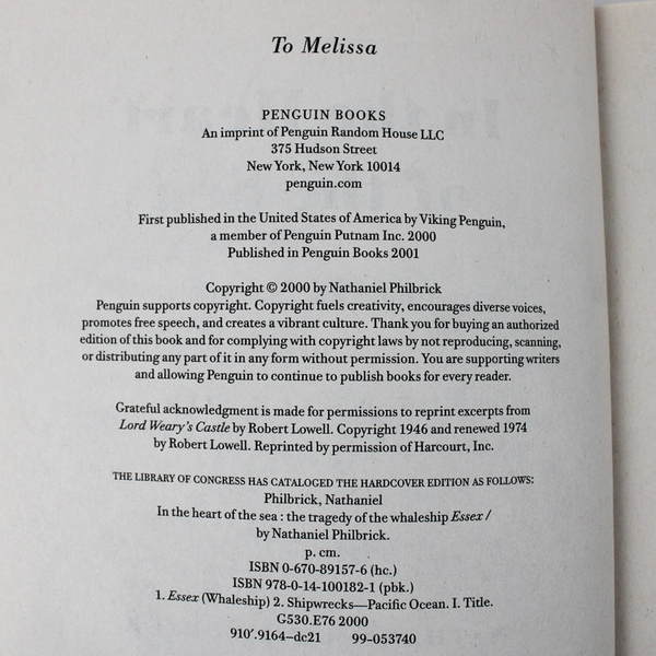 In the Heart of the Sea by Nathaniel Philbrick 2001 True Story of the Essex PB