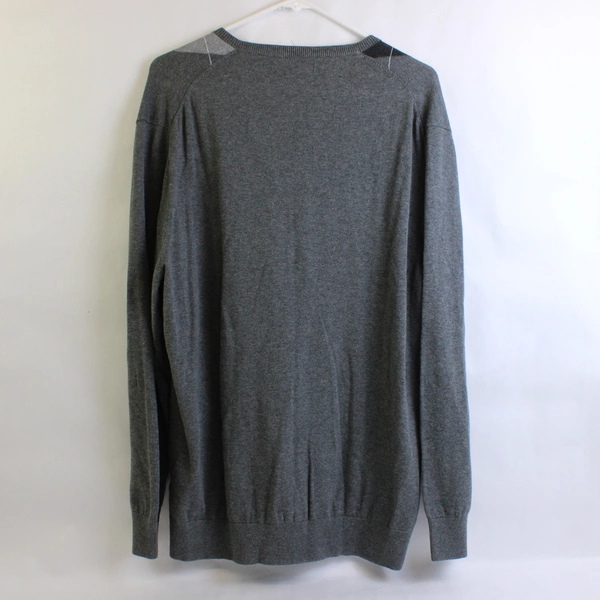Claiborne Gray Argyle V-Neck Cotton Sweater Men's XL