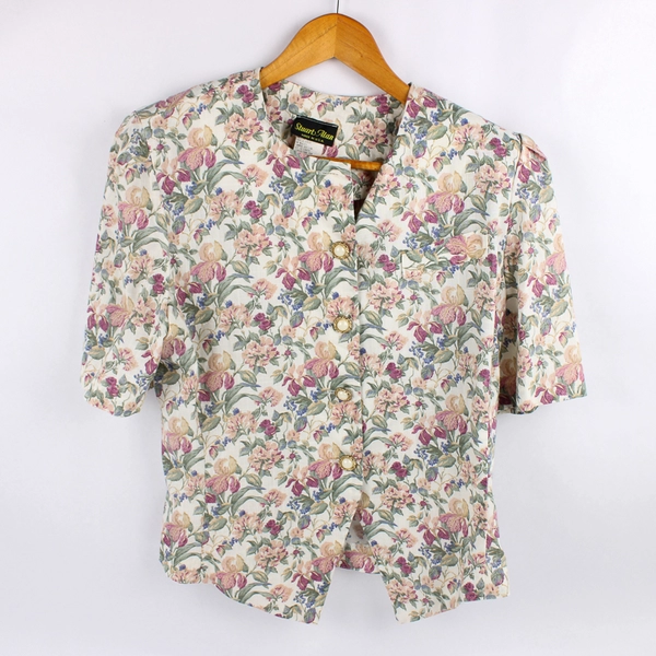 Vintage Stuart Alan 2 Piece Floral Set Top and Skirt Women's Size 16