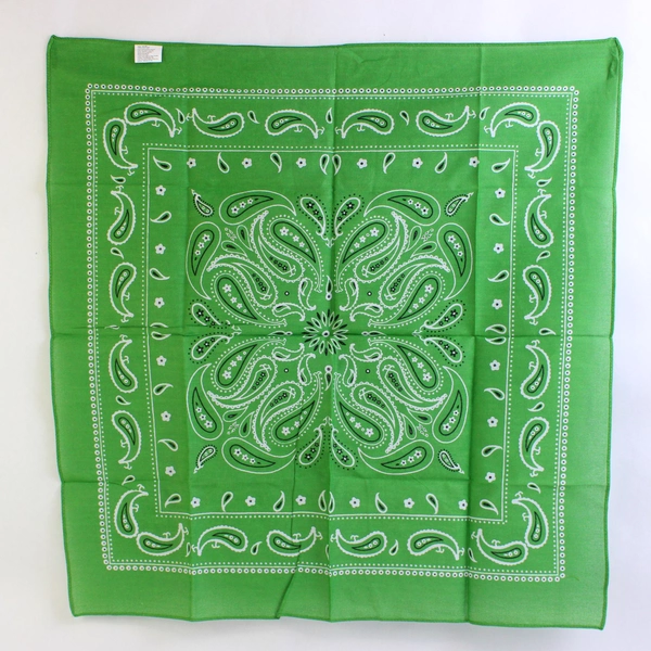 Paisley Green Cotton Bandana 20" x 20" RN# 123198