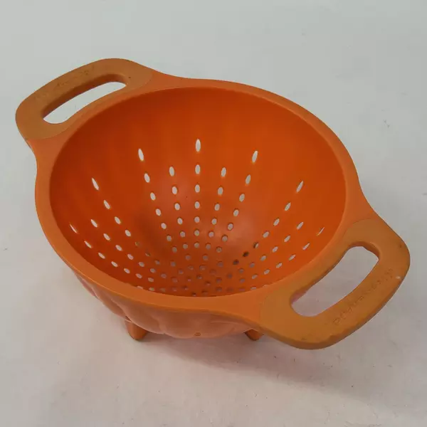Vintage KitchenAid Strainer Colander Orange Footed Deep Two Handled
