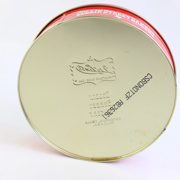 Vintage Collin Street Bakery DeLuxe Fruit Cake Tin Christmas 8" Corsicana Texas