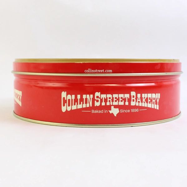 Vintage Collin Street Bakery DeLuxe Fruit Cake Tin Christmas 8" Corsicana Texas