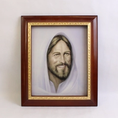 Framed Smiling Jesus Print 8" x 10" Framed Wood and Gold Tone Frame