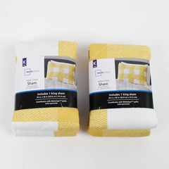 Lot Of 2 Walmart Mainstays Yellow/White Check King Pillow Sham 20" x 36" 2022