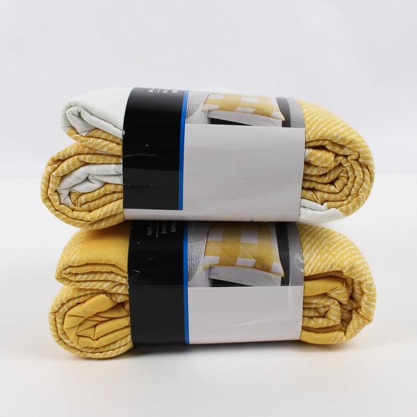 Lot Of 2 Walmart Mainstays Yellow/White Check King Pillow Sham 20" x 36" 2022