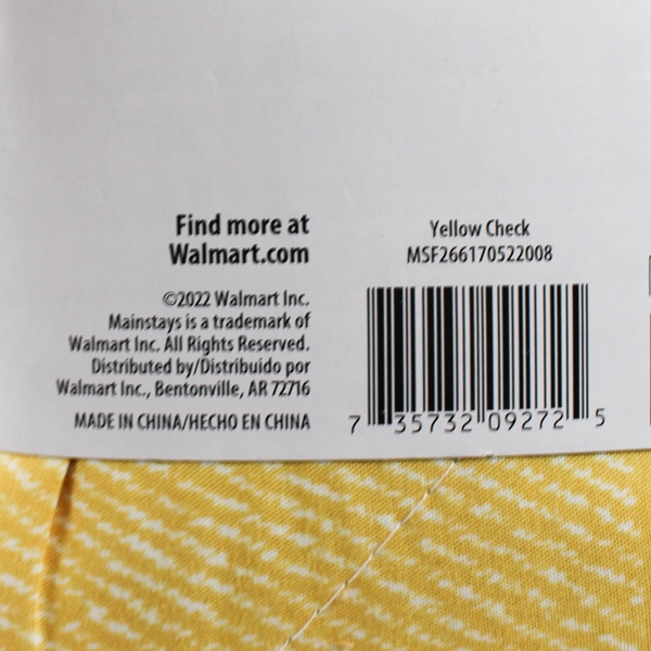 Lot Of 2 Walmart Mainstays Yellow/White Check King Pillow Sham 20" x 36" 2022