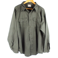 Vintage 1960s 5 Brother Green Long-Sleeve Button-Up Men's Size 19