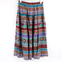 Vintage Koret Petites Multicolor Tribal Pattern Midi Skirt Women's Size Small