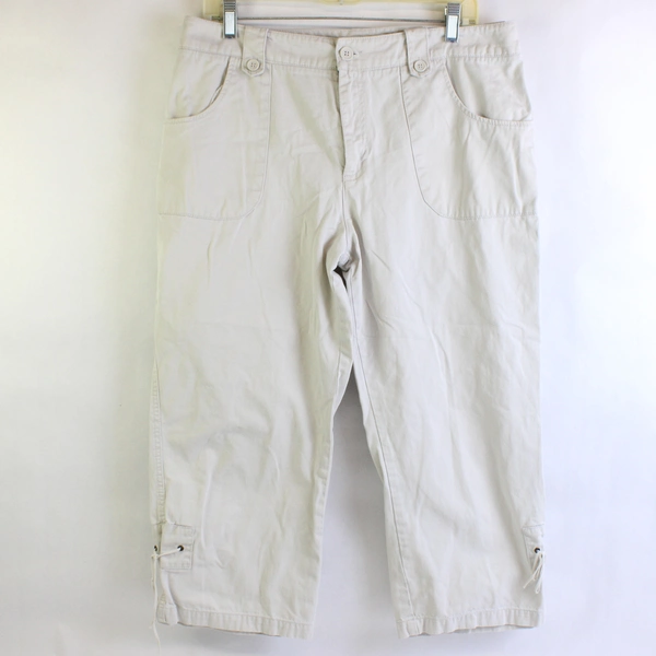 Jamaica Bay Discover Paradise Loose Fit White Capris 100% Cotton Women's Size 12