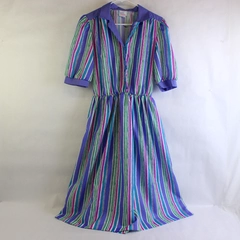 Vintage Avon Fashions Multicolor Striped A-Line Dress Women's 11/12 Flawed