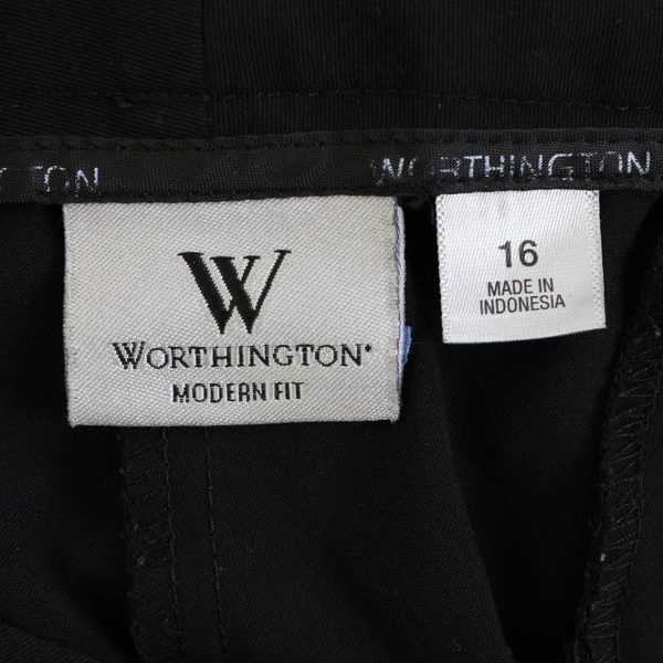 Worthington Modern Fit Solid Black Dress Pants Trousers Womens Size 16
