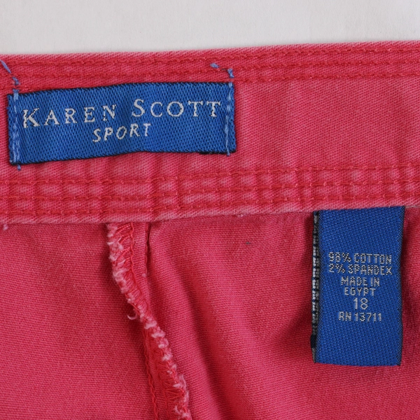 Karen Scott Sport Solid Pink Color Pants Loose Cut 98% Cotton Womens 18