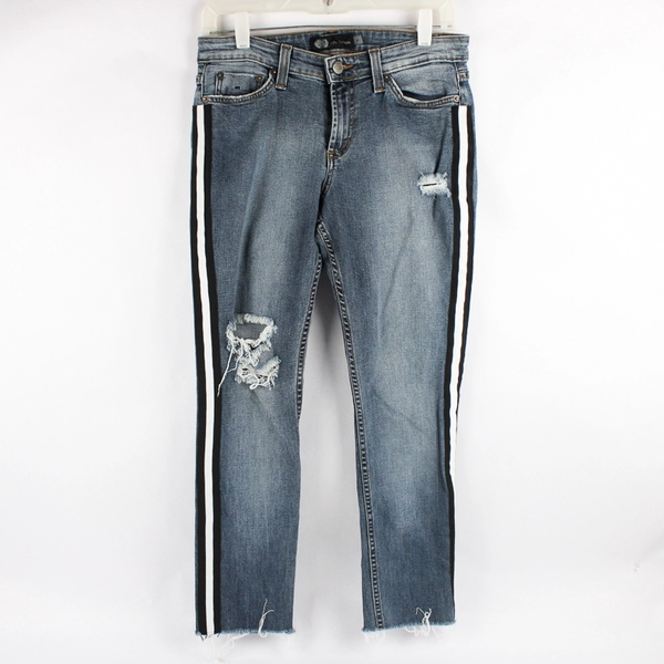 Jet By John Eshaya Distressed Mid Wash Blue Jean Pants Womens Size 8