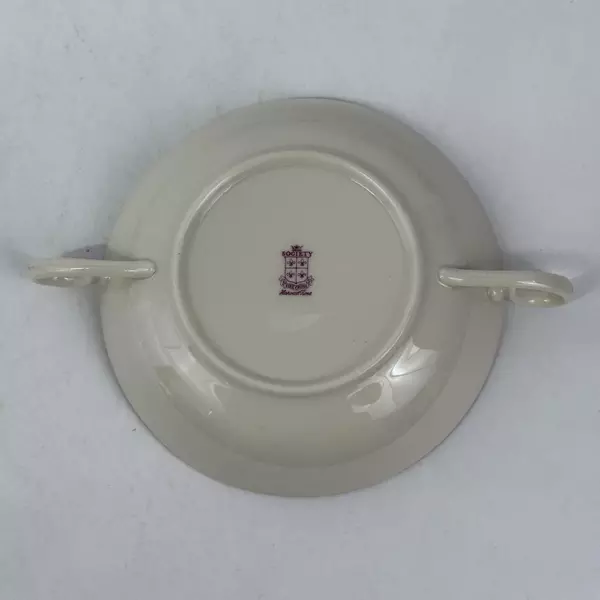 Set Of 7 Society Harvest Time Fine China Flat Cream Soup Bowls