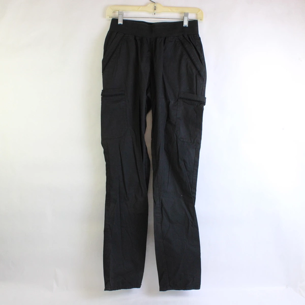 Jaanuu Solid Black Cargo Scrub Pants Elastic Waist Band Women's Size XS